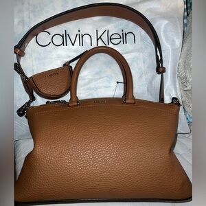 Calvin Klein Cypress Top Zip Satchel Brown
